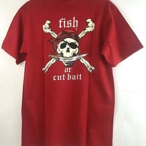 Bad To The Bone Mens Sz M Red Fish T-shirt